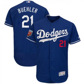 Men's Los Angeles Dodgers #21 Walker Buehler Player Authentic Royal Flex Base 2018 Spring Training Jersey