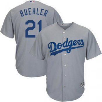 Men's Los Angeles Dodgers #21 Walker Buehler Player Replica Gray Cool Base Road Jersey