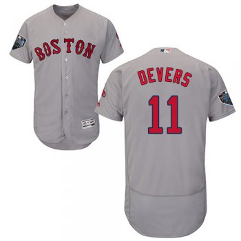 Red Sox #11 Rafael Devers Grey Flexbase Authentic Collection 2018 World Series Stitched MLB Jersey