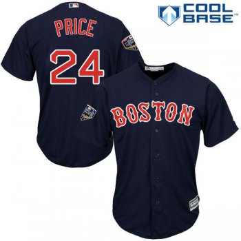 Red Sox #24 David Price Navy Blue New Cool Base 2018 World Series Stitched MLB Jersey