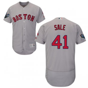 Red Sox #41 Chris Sale Grey Flexbase Authentic Collection 2018 World Series Stitched MLB Jersey