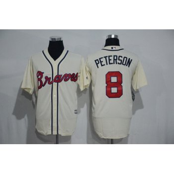 Men's Atlanta Braves #8 Jace Peterson Cream Cool Base Stitched Baseball Jersey