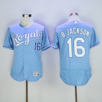 Men's Kansas City Royals #16 Bo Jackson Retired Light Blue 2016 Flexbase Majestic Baseball Jersey