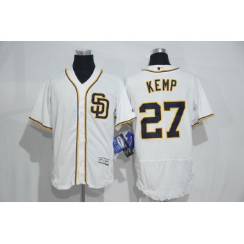 Men's San Diego Padres #27 Matt Kemp White Home 2016 Flexbase Majestic Baseball Jersey
