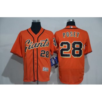 Men's San Francisco Giants #28 Buster Posey Name Orange 2016 Flexbase Majestic Baseball Jersey
