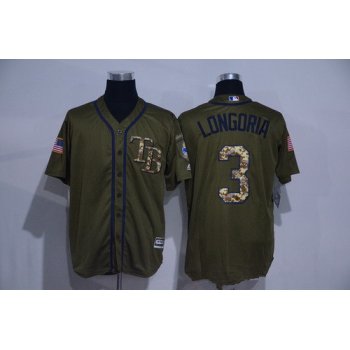 Men's Tampa Bay Rays #3 Evan Longoria Green Salute to Service Cool Base Stitched MLB Jersey