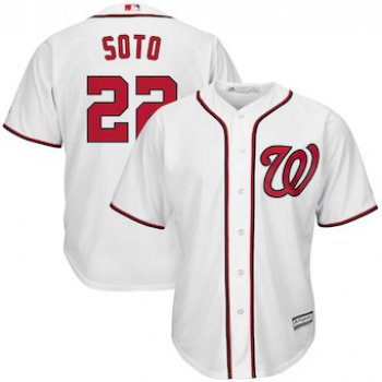 Mens Washington Nationals 22 Juan Soto Majestic White Home Official Cool Base Player Jersey
