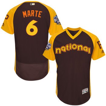 Starling Marte Brown 2016 All-Star Jersey - Men's National League Pittsburgh Pirates #6 Flex Base Majestic MLB Collection Jersey