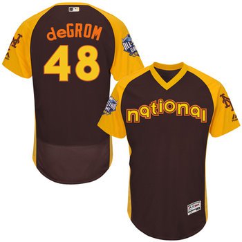 Jacob deGrom Brown 2016 All-Star Jersey - Men's National League New York Mets #48 Flex Base Majestic MLB Collection Jersey