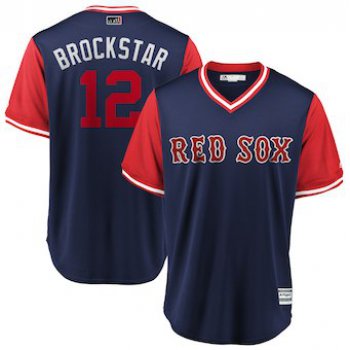 Men's Boston Red Sox 12 Brock Holt Brockstar Navy 2018 Players' Weekend Cool Base Jersey