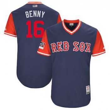 Men's Boston Red Sox 16 Andrew Benintendi Benny Majestic Navy 2018 Players' Weekend Authentic Jersey