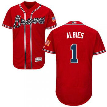 Atlanta Braves 1 Ozzie Albies Red Flexbase Authentic Collection Stitched Baseball Jersey
