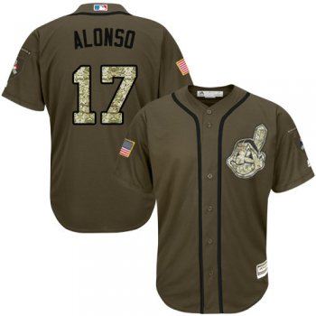 Cleveland Indians 17 Yonder Alonso Green Salute to Service Stitched Baseball Jersey