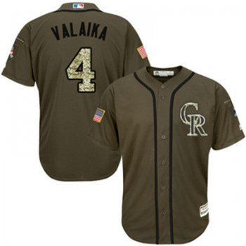 Colorado Rockies 4 Pat Valaika Green Salute to Service Stitched Baseball Jersey
