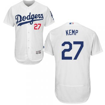 Los Angeles Dodgers 27 Matt Kemp White Flexbase Authentic Collection Stitched Baseball Jersey