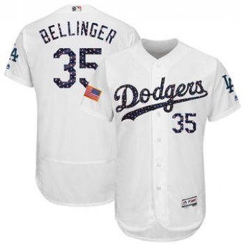 Los Angeles Dodgers 35 Cody Bellinger Majestic White 2018 Stars & Stripes Flex Base Player Jersey