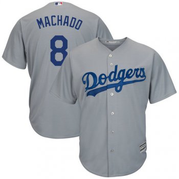 Men Los Angeles Dodgers 8 Manny Machado Majestic Gray Official Cool Base Player Jersey