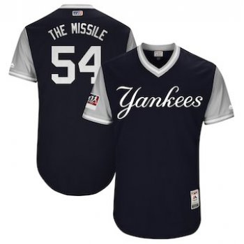 Men's New York Yankees 54 Aroldis Chapman The Missile Majestic Navy 2018 Players' Weekend Authentic Jersey