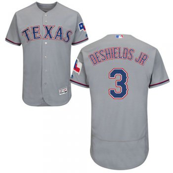 Texas Rangers #3 Delino DeShields Jr. Grey Flexbase Authentic Collection Stitched Baseball Jersey