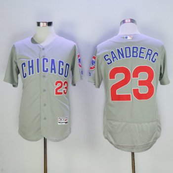 Men's Chicago Cubs #23 Ryne Sandberg Retired Gray Road 2016 Flexbase Majestic Baseball Jersey