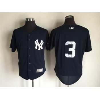 Men's New York Yankees #3 Babe Ruth Retired Navy Blue 2016 Flexbase Majestic Baseball Jersey
