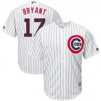 Chicago Cubs #17 Kris Bryant Majestic 2017 Stars & Stripes Cool Base Player White Jersey