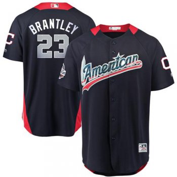 Indians #23 Michael Brantley Navy Blue 2018 All-Star American League Stitched Baseball Jersey