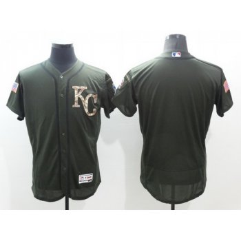 Men's Kansas City Royals Blank Green Salute to Service 2016 Flexbase Majestic Baseball Jersey
