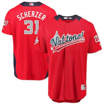 Men's National League #31 Max Scherzer Majestic Red 2018 MLB All-Star Game Home Run Derby Player Jersey