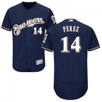 Milwaukee Brewers #14 Hernan Perez Navy Blue Flexbase Authentic Collection Stitched Baseball Jersey
