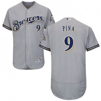Milwaukee Brewers #9 Manny Pina Grey Flexbase Authentic Collection Stitched Baseball Jersey
