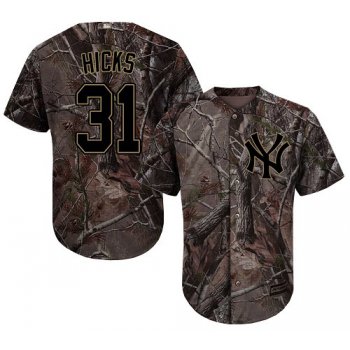 New York Yankees #31 Aaron Hicks Camo Realtree Collection Cool Base Stitched MLB Jersey