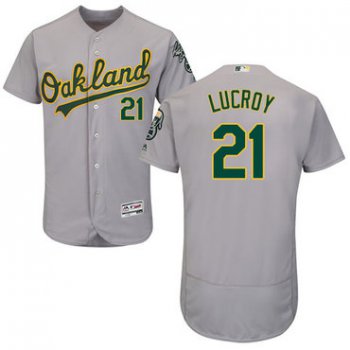Oakland Athletics #21 Jonathan Lucroy Grey Flexbase Authentic Collection Stitched Baseball Jersey