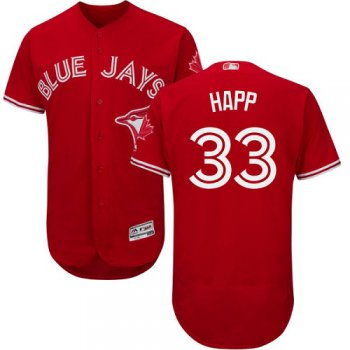 Toronto Blue Jays #33 J.A. Happ Red Flexbase Authentic Collection Canada Day Stitched Baseball Jersey