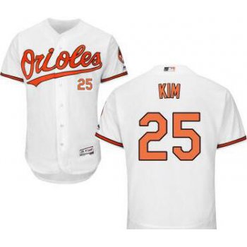 Men's Baltimore Orioles #25 Hyun-soo Kim White Home Cool Base Majestic Baseball Jersey