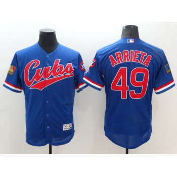 Men's Chicago Cubs #49 Jake Arrieta Blue Flexbase Majestic 1994 Collection Jersey