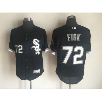 Men's Chicago White Sox #72 Carlton Fisk Retired Black 2016 Flexbase Majestic Baseball Jersey