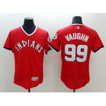 Men's Cleveland Indians #99 Rick Vaughn Retired Red Pullover 2016 Flexbase Majestic Baseball Jersey