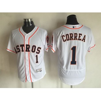 Men's Houston Astros #1 Carlos Correa White Home 2016 Flexbase Majestic Baseball Jersey