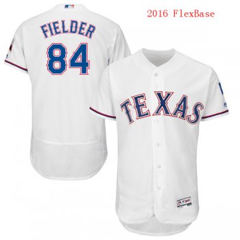 Men's Texas Rangers #84 Prince Fielder White Home 2016 Flexbase Majestic Baseball Jersey