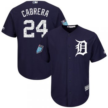 Detroit Tigers #24 Miguel Cabrera Navy Blue 2018 Spring Training Cool Base Stitched MLB Jersey