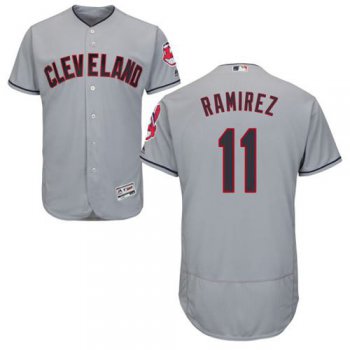 Men's Cleveland Indians #11 Jose Ramirez Grey Flexbase Authentic Collection Stitched MLB Jersey