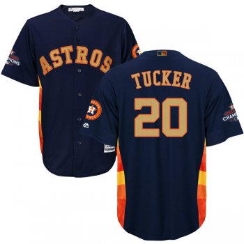 Men's Houston Astros #20 Preston Tucker Navy Blue 2018 Gold Program Cool Base Stitched MLB Jersey