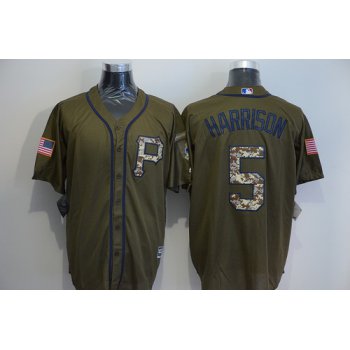 Men's Pittsburgh Pirates #5 Josh Harrison Green Salute to Service Majestic Baseball Jersey