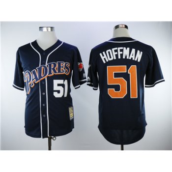 Men's San Diego Padres #51 Trevor Hoffman Navy Blue Throwback Stitched MLB Jersey