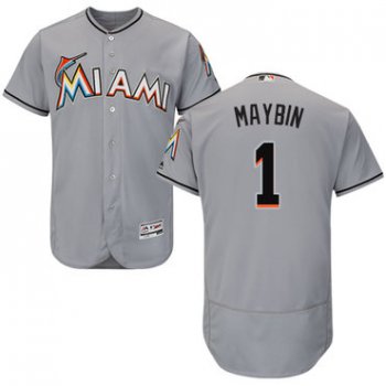 Miami marlins #1 Cameron Maybin Grey Flexbase Authentic Collection Stitched Baseball Jersey
