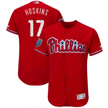 Philadelphia Phillies #17 Rhys Hoskins Red 2018 Spring Training Authentic Flex Base Stitched MLB Jersey