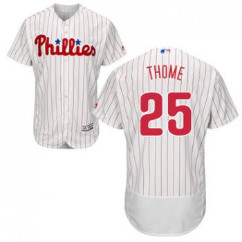 Philadelphia Phillies #25 Jim Thome White(Red Strip) Flexbase Authentic Collection Stitched Baseball Jersey