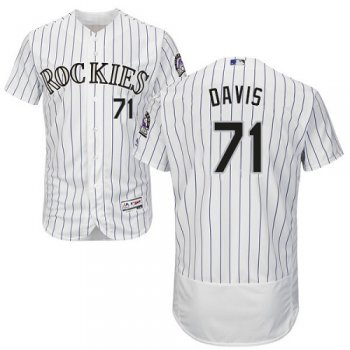 Colorado Rockies #71 Wade Davis White Strip Flexbase Authentic Collection Stitched MLB Jersey