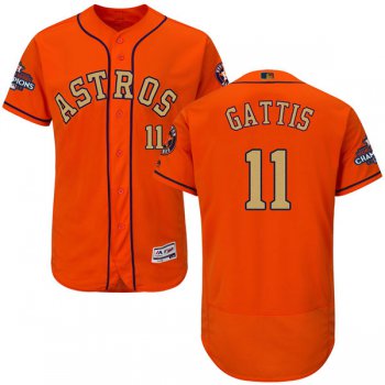 Men's Houston Astros #11 Evan Gattis Orange 2018 Gold Program Flexbase Stitched MLB Jersey
